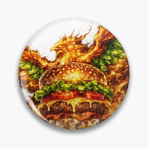 Item preview, Fiery Angel Wings Burger: Phoenix Fire Cheeseburger Dramatic Wings Art designed and sold by irfanshikh.