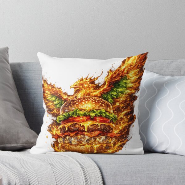 Item preview, Fiery Angel Wings Burger: Phoenix Fire Cheeseburger Dramatic Wings Art designed and sold by irfanshikh.
