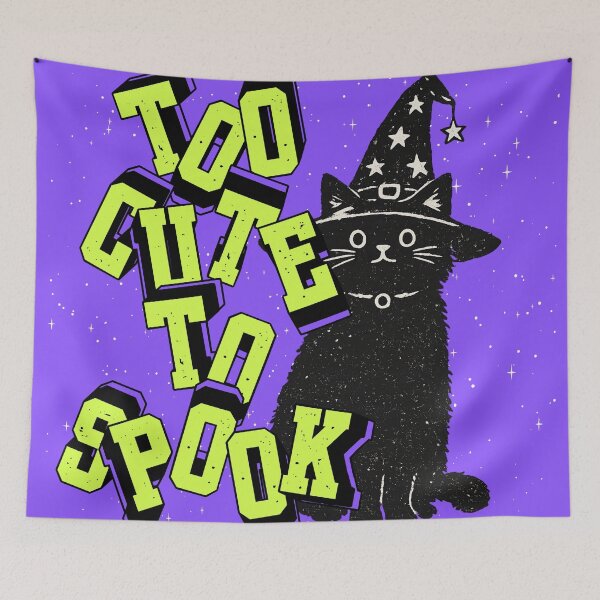 Item preview, Too Cute to Spook Black Cat Halloween Design | Witch Cat Retro Halloween Art designed and sold by vitag.