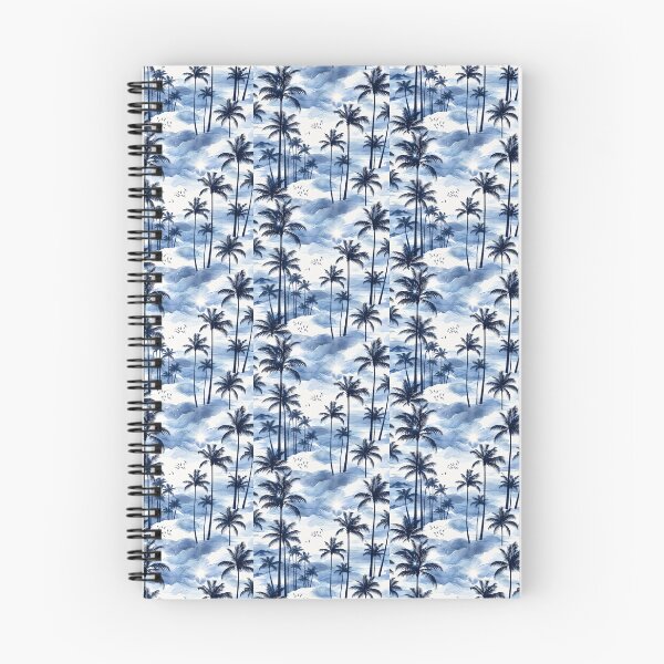 Item preview, Tropical palm silhouettes in watercolor blues designed and sold by Side Quest Co..