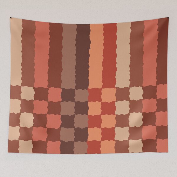 Item preview, Retro Wavy Checkerboard Pattern Terracotta Sunset Abstract Grid designed and sold by nineFlorals.