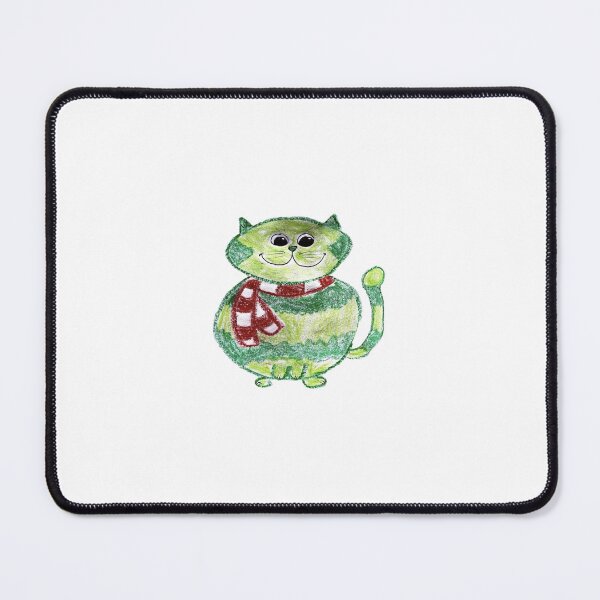 Item preview, Cute Winter Green Cat Drawing designed and sold by MagicYana.