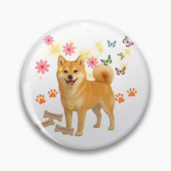 Item preview, Cute Shiba Inu with Golden Chain and Butterflies designed and sold by DidiDesignShop.