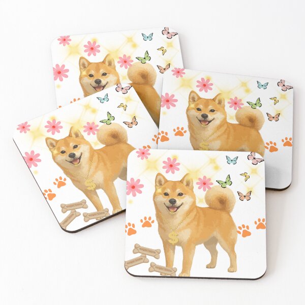 Item preview, Cute Shiba Inu with Golden Chain and Butterflies designed and sold by DidiDesignShop.