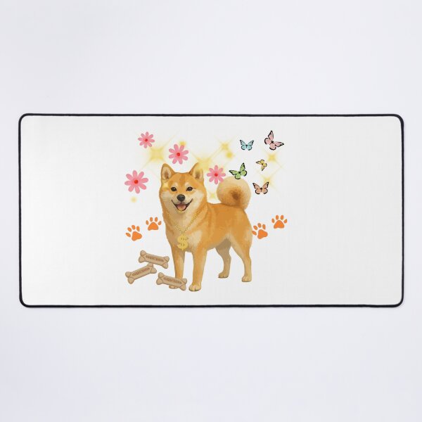 Item preview, Cute Shiba Inu with Golden Chain and Butterflies designed and sold by DidiDesignShop.