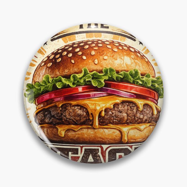 Item preview, Respect The Stack: Retro Vintage Badge Cheeseburger Typography Design designed and sold by irfanshikh.