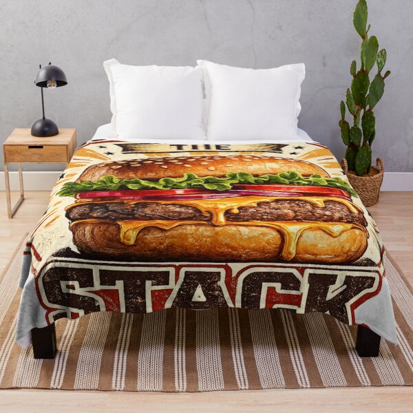 Item preview, Respect The Stack: Retro Vintage Badge Cheeseburger Typography Design designed and sold by irfanshikh.