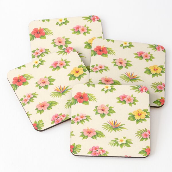 Item preview, Vintage Tropical Hibiscus Pattern - Soft Beach Beige Floral Wallpaper designed and sold by Bela Ambrus.