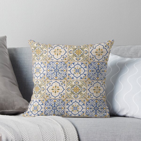 Item preview, Mediterranean Olive Azulejo Patchwork designed and sold by The Blue Window.