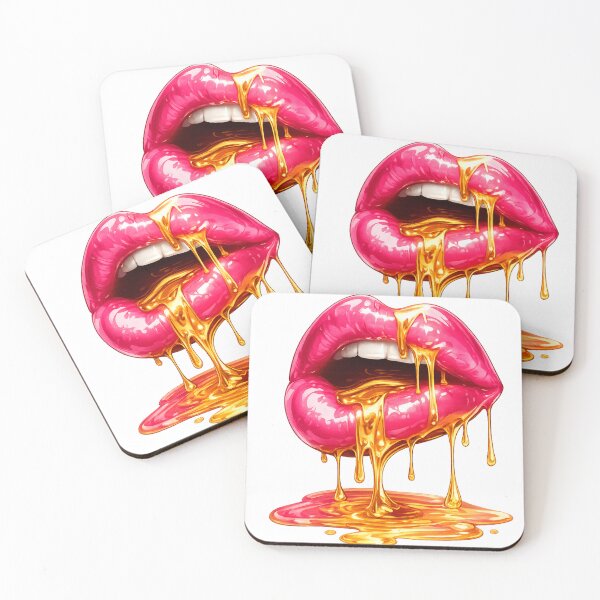 Item preview, Pink Lips with Gold Drip designed and sold by RoPrincess.
