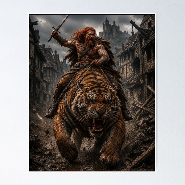 Item preview, EPIC FANTASY - Tiger rider designed and sold by MetusArt.