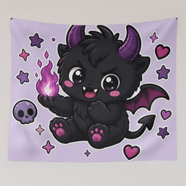 Item preview, Cute Gothic Demon Holding Purple Flame designed and sold by House of Rein.
