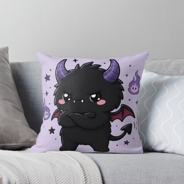 Item preview, Grumpy Cute Gothic Demon With Purple Flames designed and sold by House of Rein.