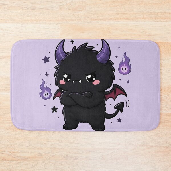 Item preview, Grumpy Cute Gothic Demon With Purple Flames designed and sold by House of Rein.