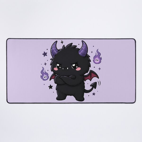 Item preview, Grumpy Cute Gothic Demon With Purple Flames designed and sold by House of Rein.