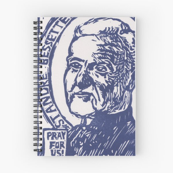 Item preview, St Andre Bessette, dark ink linocut print designed and sold by SewFia Marie Designs.