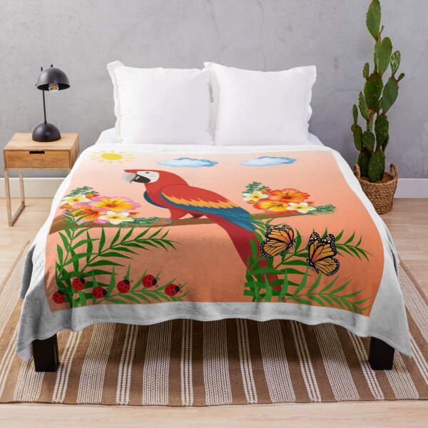 Item preview, Colorful parrot on a branch with flowers designed and sold by DidiDesignShop.