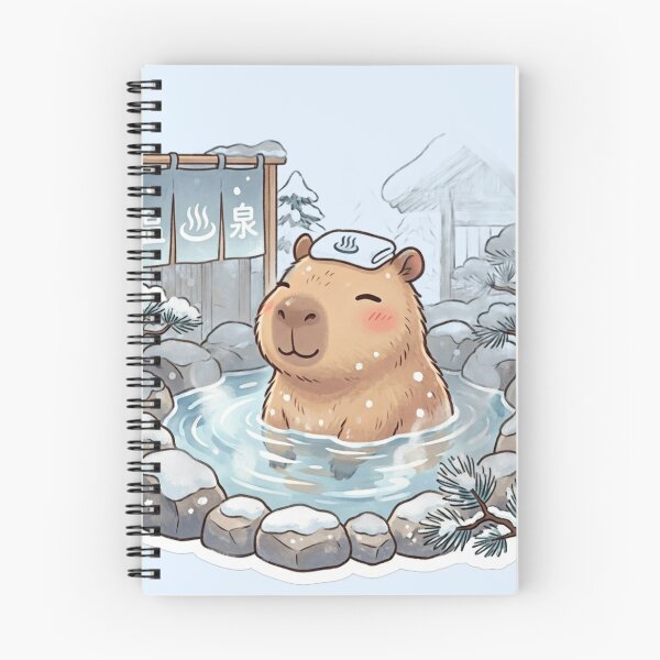 Item preview, Cute Capybara Winter Onsen Snow Kawaii Hot Spring designed and sold by Arobinoz.