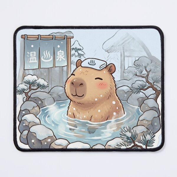 Item preview, Cute Capybara Winter Onsen Snow Kawaii Hot Spring designed and sold by Arobinoz.