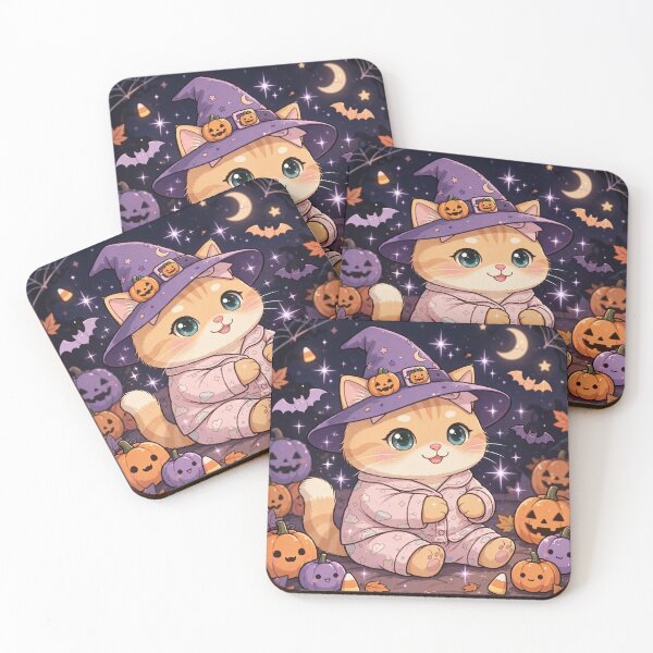 Item preview, Cute Halloween Witch Cat Kawaii designed and sold by Moody Vibes Studio.