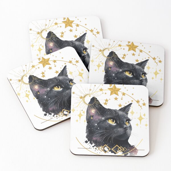 Item preview, Mystical black cat with stars and moon designed and sold by DidiDesignShop.