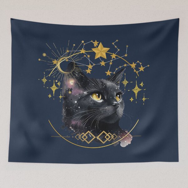 Item preview, Mystical black cat with stars and moon designed and sold by DidiDesignShop.