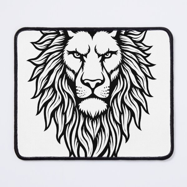 Item preview, Leo the Lionhearted: Bold Black Ink Lion Head Tattoo Flash designed and sold by Qubivibe.