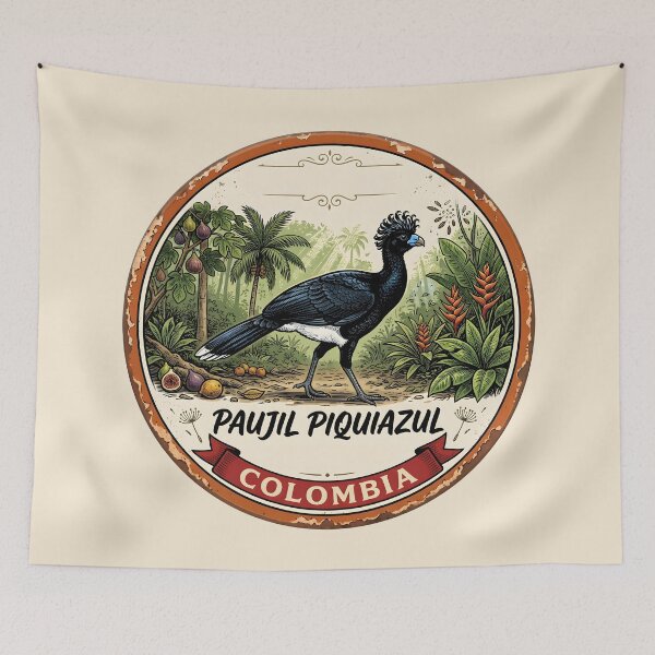 Item preview, Blue-billed Curassow — Critically Endangered Colombian Bird Badge designed and sold by ColombianaShop.