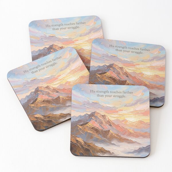 Item preview, His Strength Reaches Farther Than Your Struggle – Impasto Mountain Sunrise designed and sold by The Digital Compass.