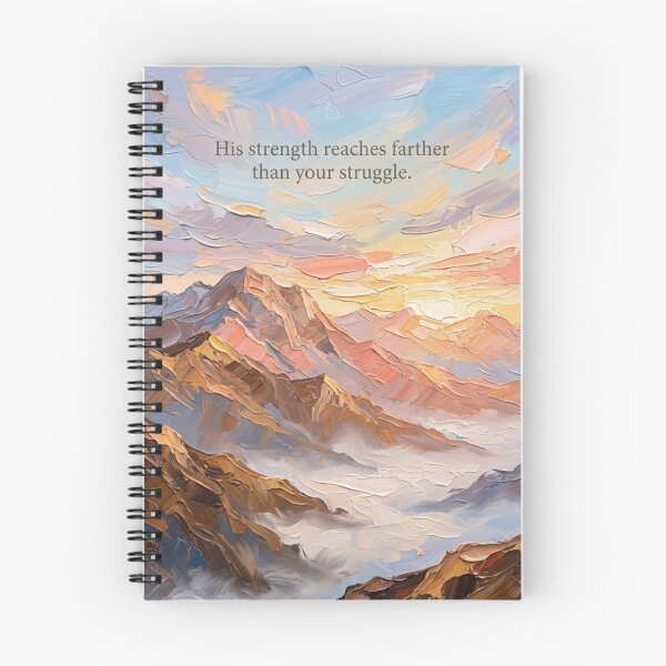 Item preview, His Strength Reaches Farther Than Your Struggle – Impasto Mountain Sunrise designed and sold by The Digital Compass.