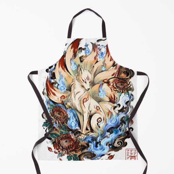 Item preview, White Nine-Tailed Kitsune with Blue Fox Fire | Japanese Yokai Fantasy Art designed and sold by kaxymax.