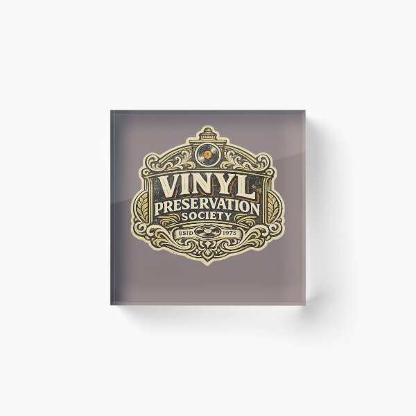 Item preview, Vinyl Preservation Society – Vintage Record Collector Museum Logo designed and sold by Golden Era Studio.