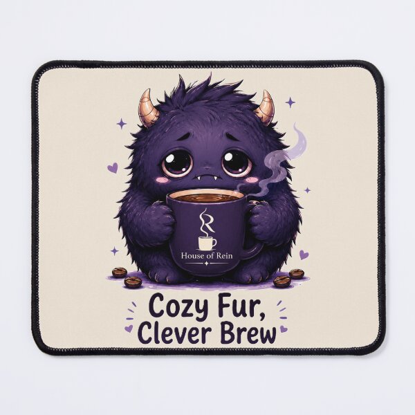 Item preview, Cozy Fur Clever Brew Cute Coffee Monster designed and sold by House of Rein.