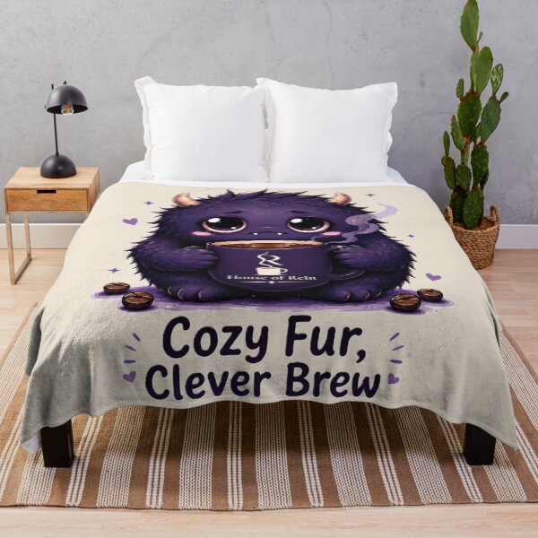 Item preview, Cozy Fur Clever Brew Cute Coffee Monster designed and sold by House of Rein.