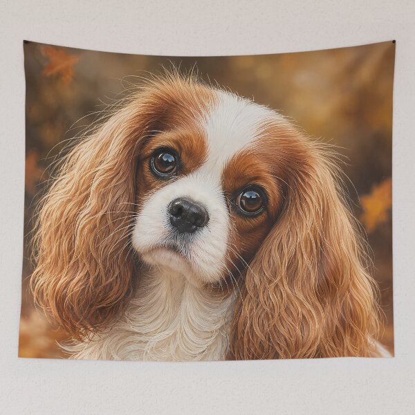 Item preview, Cavalier King Charles Spaniel Portrait | Cute Puppy Dog Art with Big Eyes designed and sold by ManJiangHong.