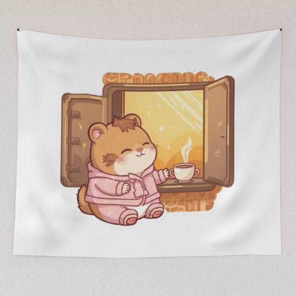 Item preview, Cute Morning Coffee Hamster Kawaii Sticker | Cozy Coffee Lover Gift designed and sold by Stylestickers55.