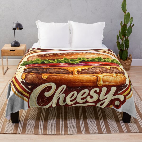 Artikelvorschau, Bleib käsig: Retro-Kreis-Cheeseburger-Abzeichen im Vintage-Stil entworfen und verkauft von irfanshikh.