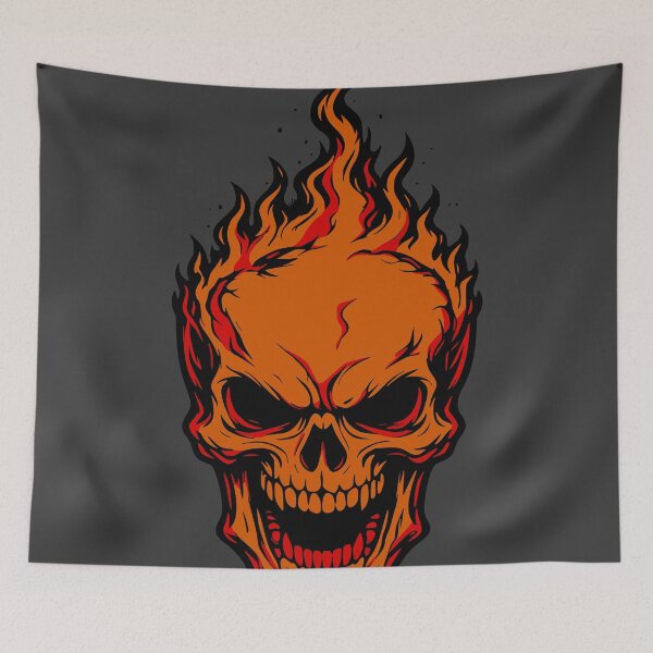Item preview, Flaming skull fire motif designed and sold by Pommes im Bett.