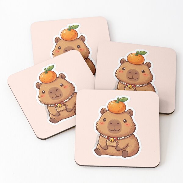 Item preview, Cute Capybara with Orange Yuzu Japanese Kawaii designed and sold by Arobinoz.