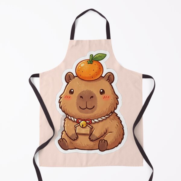Item preview, Cute Capybara with Orange Yuzu Japanese Kawaii designed and sold by Arobinoz.