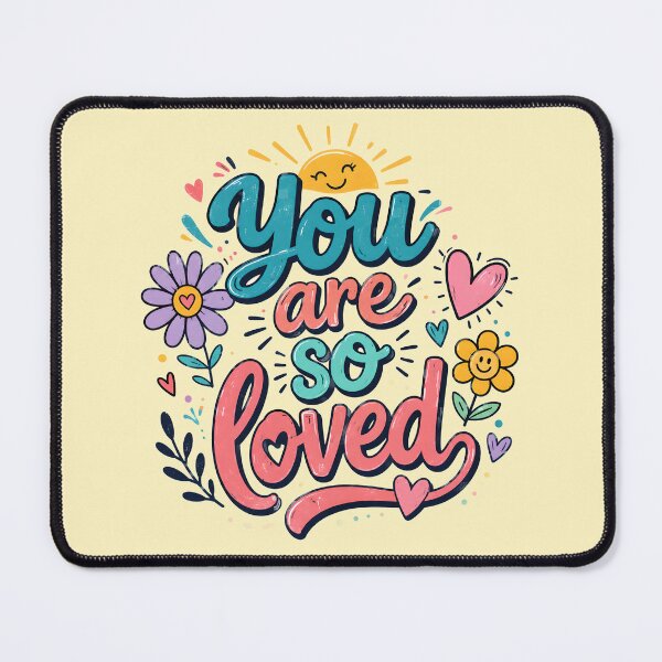 Item preview, You Are So Loved – Retro Sunshine & Flowers | Colorful Inspirational Typography designed and sold by Stubblejumper Artworks.