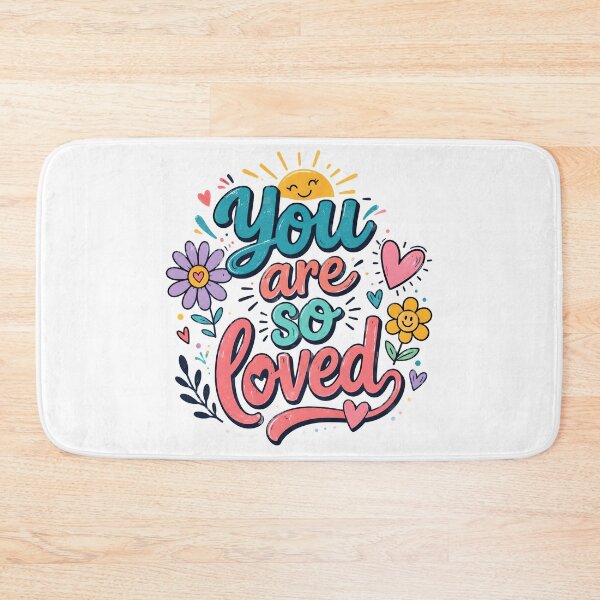 Item preview, You Are So Loved – Retro Sunshine & Flowers | Colorful Inspirational Typography designed and sold by Stubblejumper Artworks.