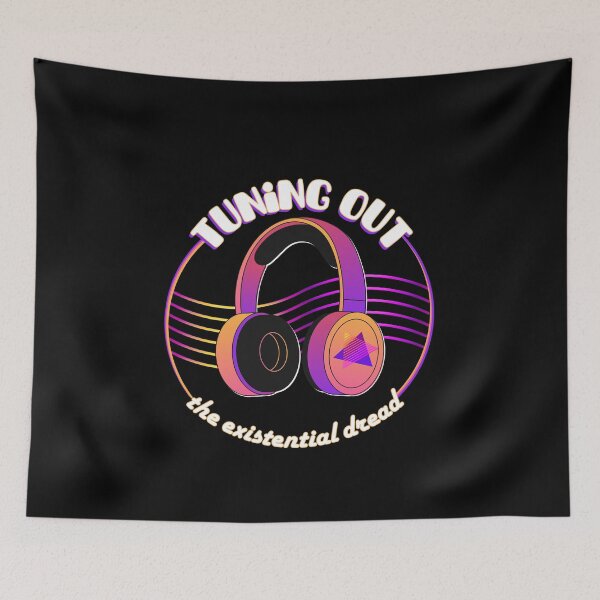 Item preview, Tuning Out The Existential Dread Funny Retro Headphones | Light Ink Edition designed and sold by SunandShade.