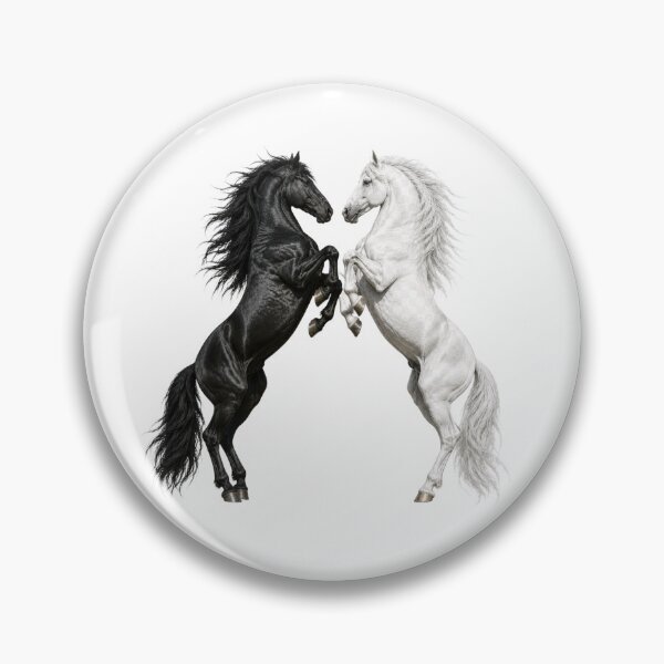 Item preview, Black and White Rearing Horses – Realistic Equine Art designed and sold by SmikiM.