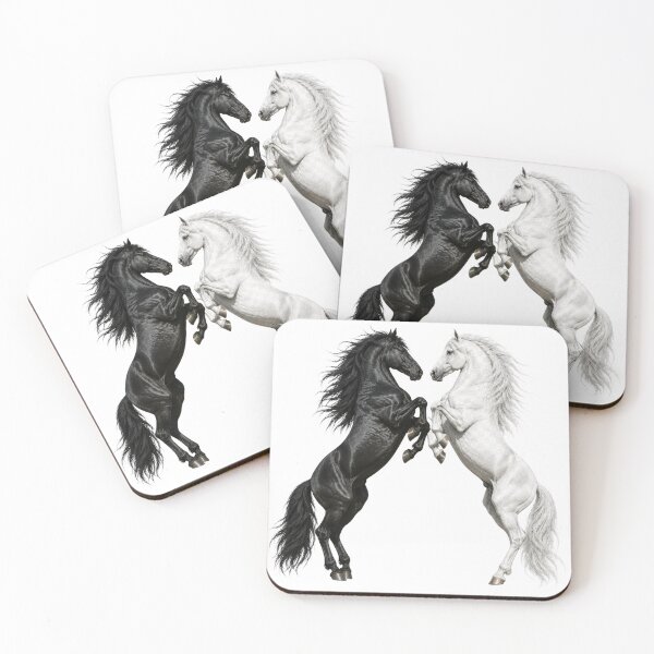 Item preview, Black and White Rearing Horses – Realistic Equine Art designed and sold by SmikiM.