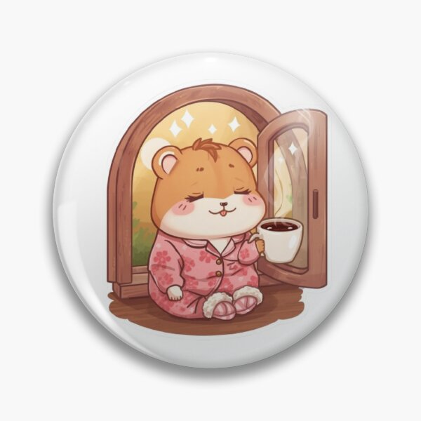 Item preview, Sleepy Hamster with Morning Coffee | Cute Kawaii Café Sticker designed and sold by Stylestickers55.