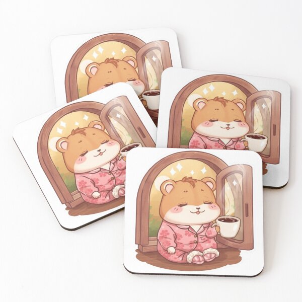 Item preview, Sleepy Hamster with Morning Coffee | Cute Kawaii Café Sticker designed and sold by Stylestickers55.