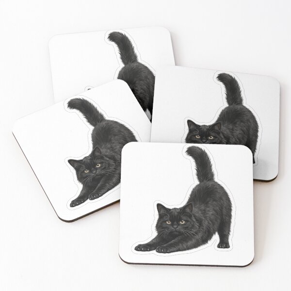 Artikelvorschau, Realistischer Aufkleber mit streckender schwarzer Katze | Niedlicher Aufkleber mit schwarzer Katze (gestanzt) | Geschenk für Katzenliebhaber entworfen und verkauft von Skedart.