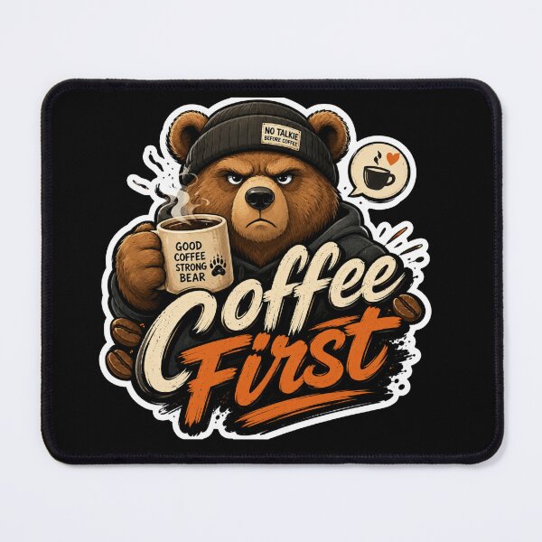 Item preview, Coffee First, World Later Bear designed and sold by PixoNest.