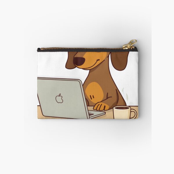 Item preview,  Dachshund Remote Work Cartoon Illustration designed and sold by HappyDoodle11.